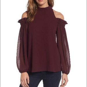 Bergundy cold shoulder top